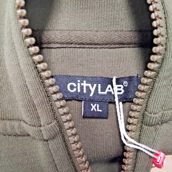 City Lab Softshell Jacket Men's XL Green Knitted Long Sleeve Hooded Full Zipper - Picture 7 of 7